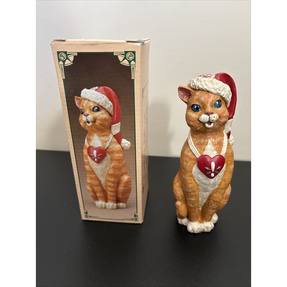 Kandy's Folk Art Kitty Cat W/Santa Hat Kurt S. Adler Christmas
